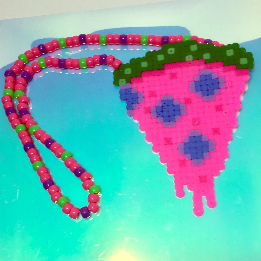 Rave Kandi Necklace “Trippy Pizza Slice”